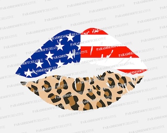 Patriotic lips svg, American flag lips svg, cheetah lips svg, Leopard Lips svg, Kisses svg, 4th of July Svg, Patriotic svg, Lips, Kiss SVG