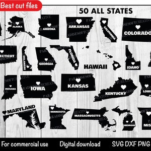 All 50 States SVG bundle, United States svg, US Silhouettes and cut files for Cricut, US States Svg 50 States Clip Art, America Maps