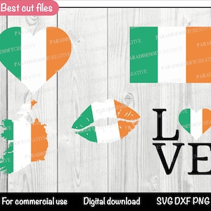 Ireland flag SVG, Ireland heart DXF, Ireland love PNG, I love Ireland svg, Ireland svg bundle, Cut file, Cricut, Silhouette, Digital File