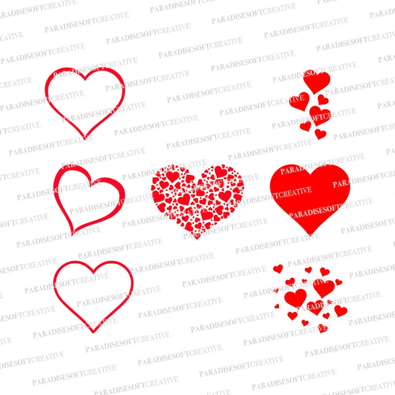 Hearts SVG, Red hearts svg, valentine's day svg, Sympathy, heart shape, outline, Read Hearts bundle, Cut File, Digital File image 1