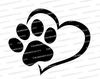 Heart paw print svg, Dog Paws, Dog Paw Print SVG, Pet Paw Print SVG, Dog Love SVG - Cat Paw Print svg, Animal Paw svg, Heart and Paw print