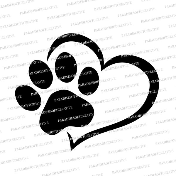Heart paw print svg, Dog Paws, Dog Paw Print SVG, Pet Paw Print SVG, Dog Love SVG - Cat Paw Print svg, Animal Paw svg, Heart and Paw print