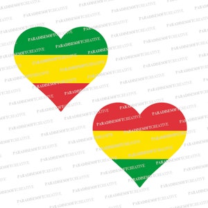 Puede incluir: Dos banderas de Bolivia en forma de corazón. El corazón de arriba es verde, amarillo y rojo. El corazón de abajo es rojo, amarillo y verde.