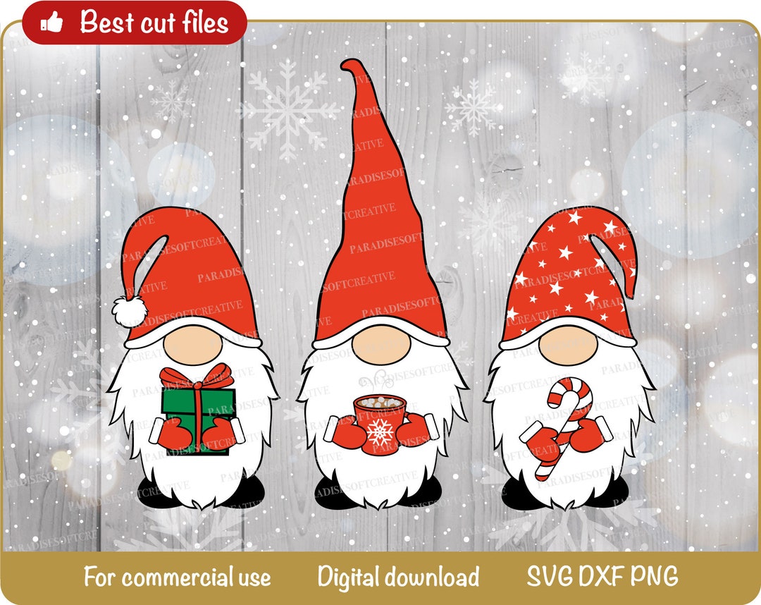 Three Christmas Gnomes Svg, Love Gnome Svg, Christmas Gnomes Svg ...
