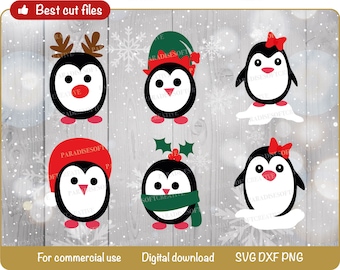 Christmas penguins bundle svg, holiday penguins, Cute Penguin SVG, Penguin Clip Art, Penguin Cricut, DXF Cricut cut file vector
