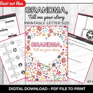 Grandma Tell me your story PDF - A perfect gift for your grandmother - Printable PDF Memory Book. Gift for grandmother or granny