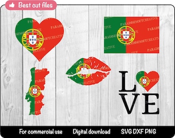 Portugal flag SVG, Portugal heart DXF, Portugal love PNG, I love Portugal svg, Portugal svg bundle, Cut file Cricut Silhouette Digital File