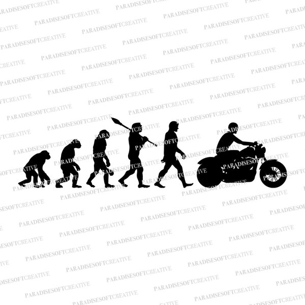 Evolución motero SVG - Evolución motorista SVG - Evolución motos SVG - Evolución Hombre Motocicleta - Archivo de corte - Digital