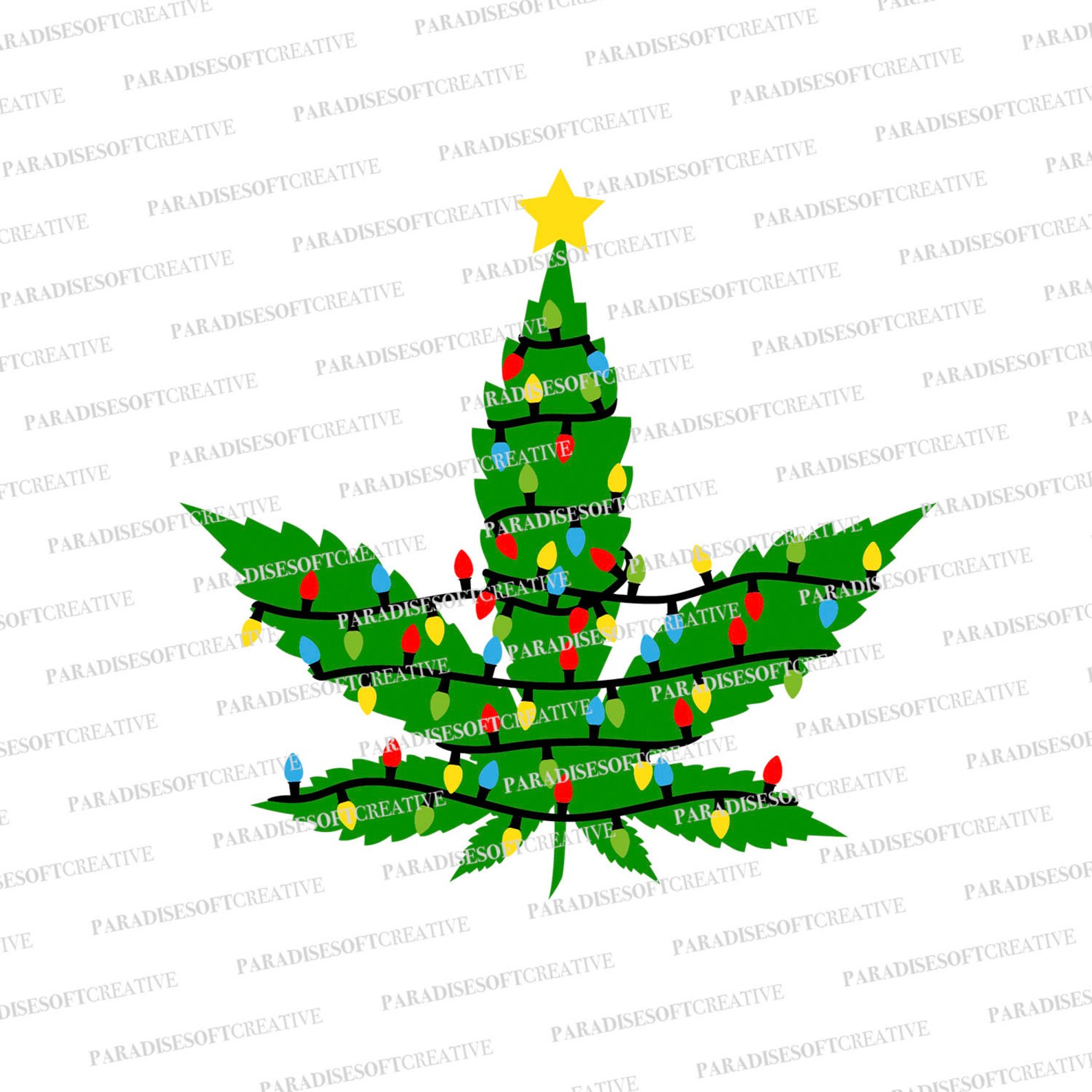 Cannabis Christmas Tree Svg Marijuana Christmas Lights Svg Etsy