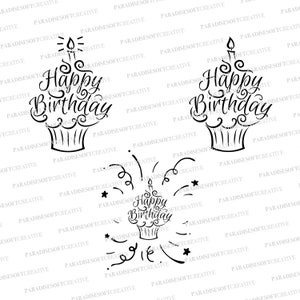 Birthday Cupcake svg, Happy Birthday Card, Cupcake with Candle, cupcake card, Cut File, Digital File