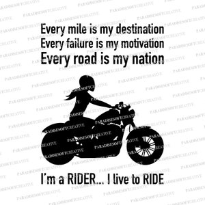 Moto SVG Silhouette - Motera SVG Donna - Motos svg - Vettore - File di taglio - File digitale