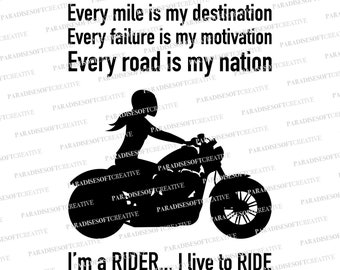 Motorcycle Silhouette SVG - Woman biker svg - Motorbike SVG - Bike svg - Born to Ride svg - Cricut Digital File