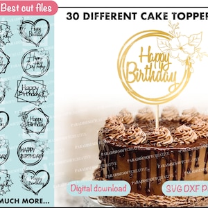 Brithday Cake Topper SVG, Happy Birthday SVG, Happy Birthday Cake Topper DXF, Cut File for Cricut, Silhouette, Brother, Digital File