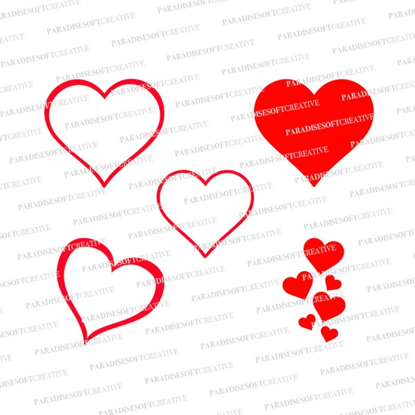 Hearts SVG, Red hearts svg, valentine's day svg, Sympathy, heart shape, outline, Read Hearts bundle, Cut File, Digital File
