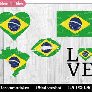 Brazil flag SVG,  Brazil heart svg, Brazil love SVG, I Love Brazil, Brazilian flag, Cut file for Cricut, Silhouette, Digital File, png, dxf