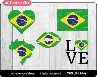 Brazil flag SVG,  Brazil heart svg, Brazil love SVG, I Love Brazil, Brazilian flag, Cut file for Cricut, Silhouette, Digital File, png, dxf
