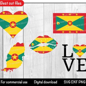 Grenada flag SVG,  Grenada heart svg, Grenada love SVG, Love Grenada DXF, Grenada Bundle Silhouette, Grenada Cricut Digital Cut File, Vector