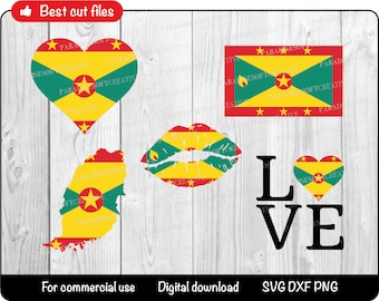 Grenada flag SVG,  Grenada heart svg, Grenada love SVG, Love Grenada DXF, Grenada Bundle Silhouette, Grenada Cricut Digital Cut File, Vector