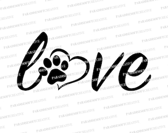 Hond Paw SVG, liefde voor honden SVG, hondenliefhebber SVG, hart en Paw SVG, Animal Paw, Pet Love, Cat Paw