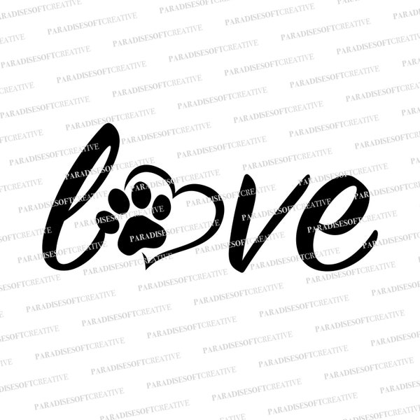 Huella de Perro SVG, Amor por los Perros SVG, Amante de los Perros SVG, Corazón y Huella svg, Huella animal, Amor mascotas, Huella gato