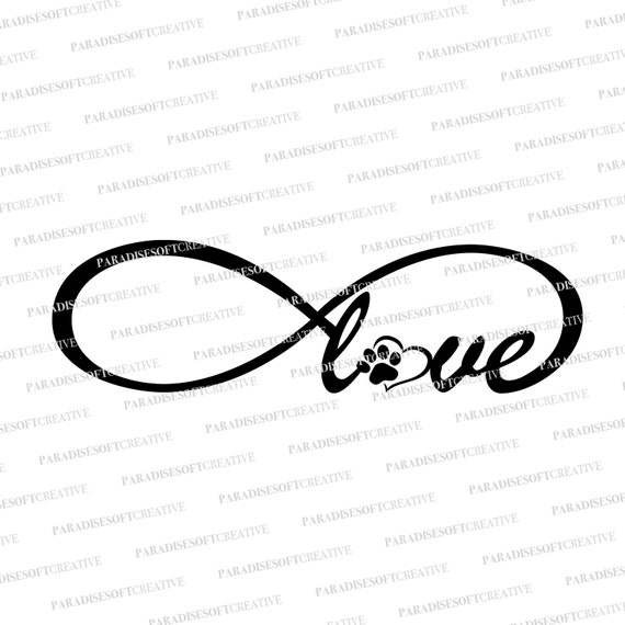 Huella de Perro SVG, Amor Infinito por los Perros SVG, Amante Perros SVG, Corazón Huella svg, Huella animal, Amor mascotas, Huella gato svg