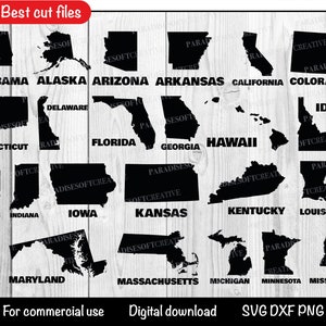 All 50 States SVG bundle, United States svg, US Silhouettes and cut files for Cricut, US States Svg 50 States Clip Art, America Maps