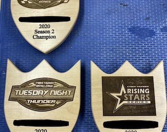 Custom laser and carved award plaque