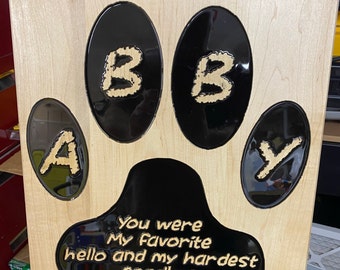 Carved Pet Memorial with poured Epoxy
