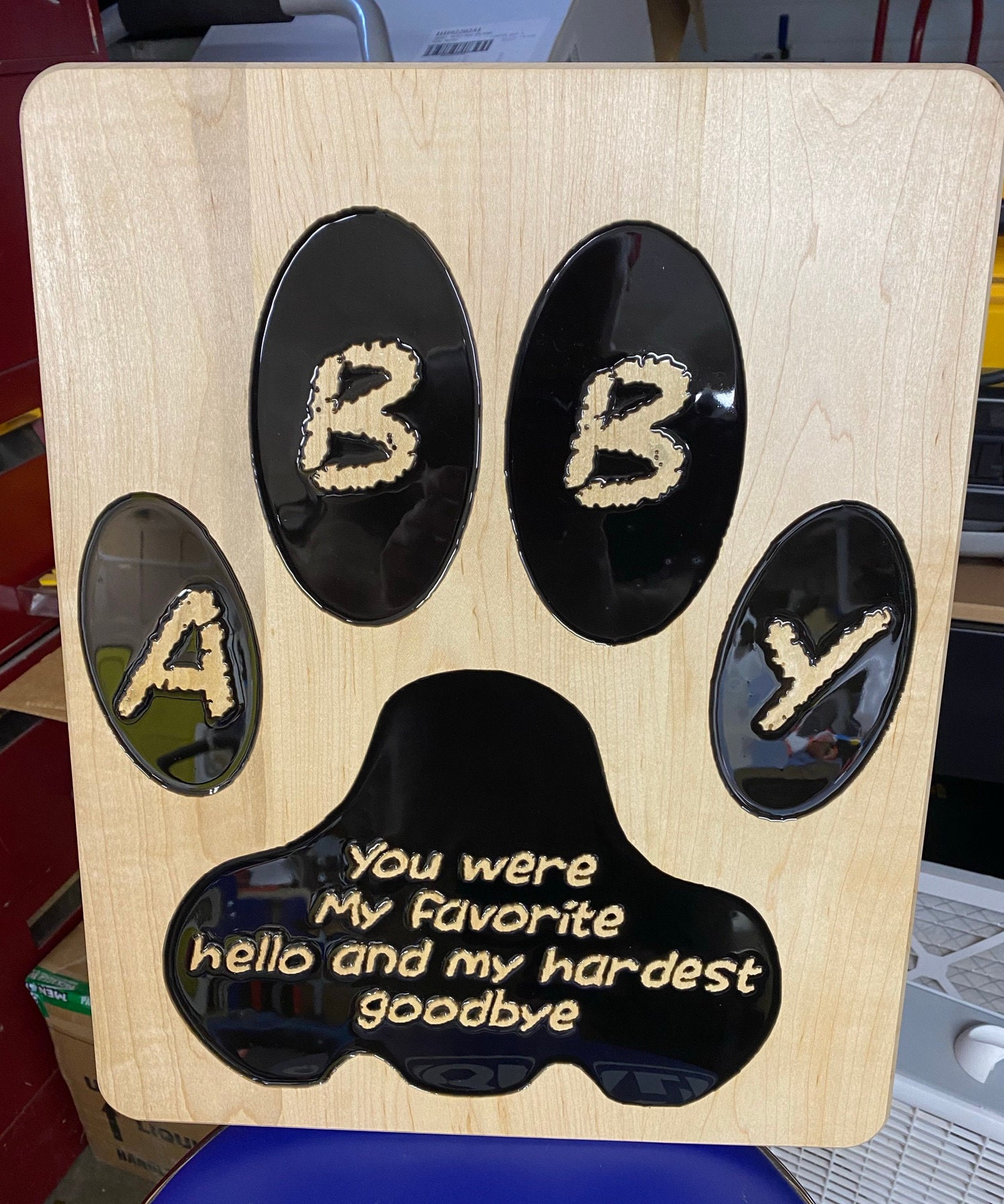 Carved Pet Memorial With Poured Epoxy Etsy