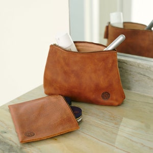 Makeup Bag | handmade leather pouch travel pouch for accessories soft leather bag for odds and ends gifts for her toiletry bag travel bag