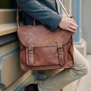 Don Javier Briefcase | leather crossbody unisex messenger bag handmade with room for laptop work bag mens accessories adjustable strap