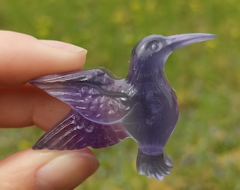 1pc Natural fluorite hummingbird,quartz crystal bird,crystal heal,home decor,quartz carved,crystal gift,energy crystal,Crystal animal