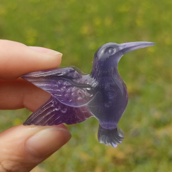 1pc Natural fluorite hummingbird,quartz crystal bird,crystal heal,home decor,quartz carved,crystal gift,energy crystal,Crystal animal