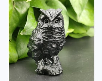 1pc  Natural obsidian owl,Quartz owl,crystal owl,Crystal Heal,Home Decoration,Halloween Gift,Crystal Carving,Crystal Gifts,Crystal animal