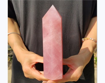 700g+ Natural Rose Quartz Obelisk,Quartz Wand Piont,Gem,Home Decoration,Crystal Tower,Mineral Specimen,Reiki Healing (Randomly Send),Gifts