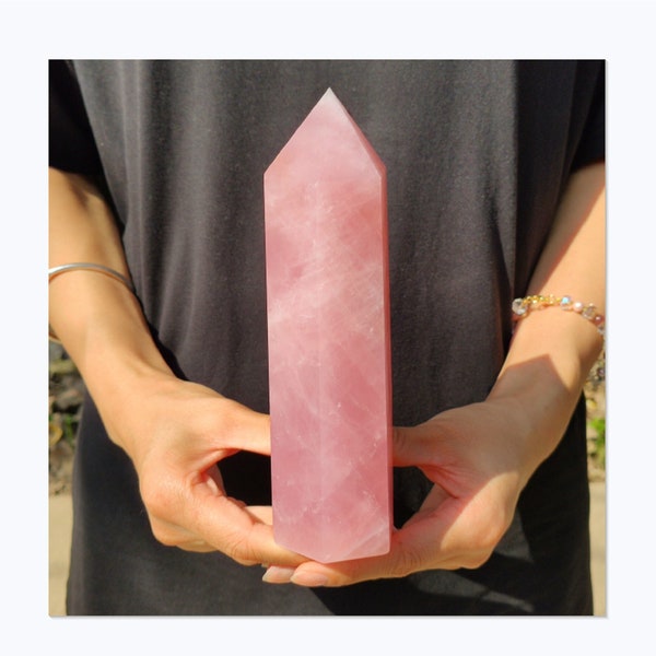 700g+ Natural Rose Quartz Obelisk,Quartz Wand Piont,Gem,Home Decoration,Crystal Tower,Mineral Specimen,Reiki Healing (Randomly Send),Gifts