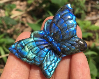 Details about / 1pcs Natural Labradorite cat Hand Carved quartz Crystal Healing random