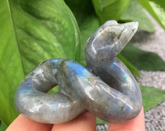 1pc Natural Labradorite quartz crystal snake,quartz crystal snake, Home Decoration,Reiki Healing,Crystal Animals,Crystal Heal,Crystal gifts