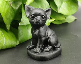1pc Natural Obsidian Chihuahua,Quartz Crystal Dog,Hand Carving,Crystal Animal,Crystal Sculpture,Home Decoration,Crystal Gifts,Reiki Healing