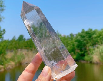 360g Natural Clear quartz obelisk,Quartz Crystal tower,Large Crystal tower,Crystal wand point,Healing magic wand,Reiki healing,Crystal Gift