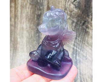2.3/" Natural Ice obsidian Quartz unicorn Crystal Carved Skull Healing 1pc