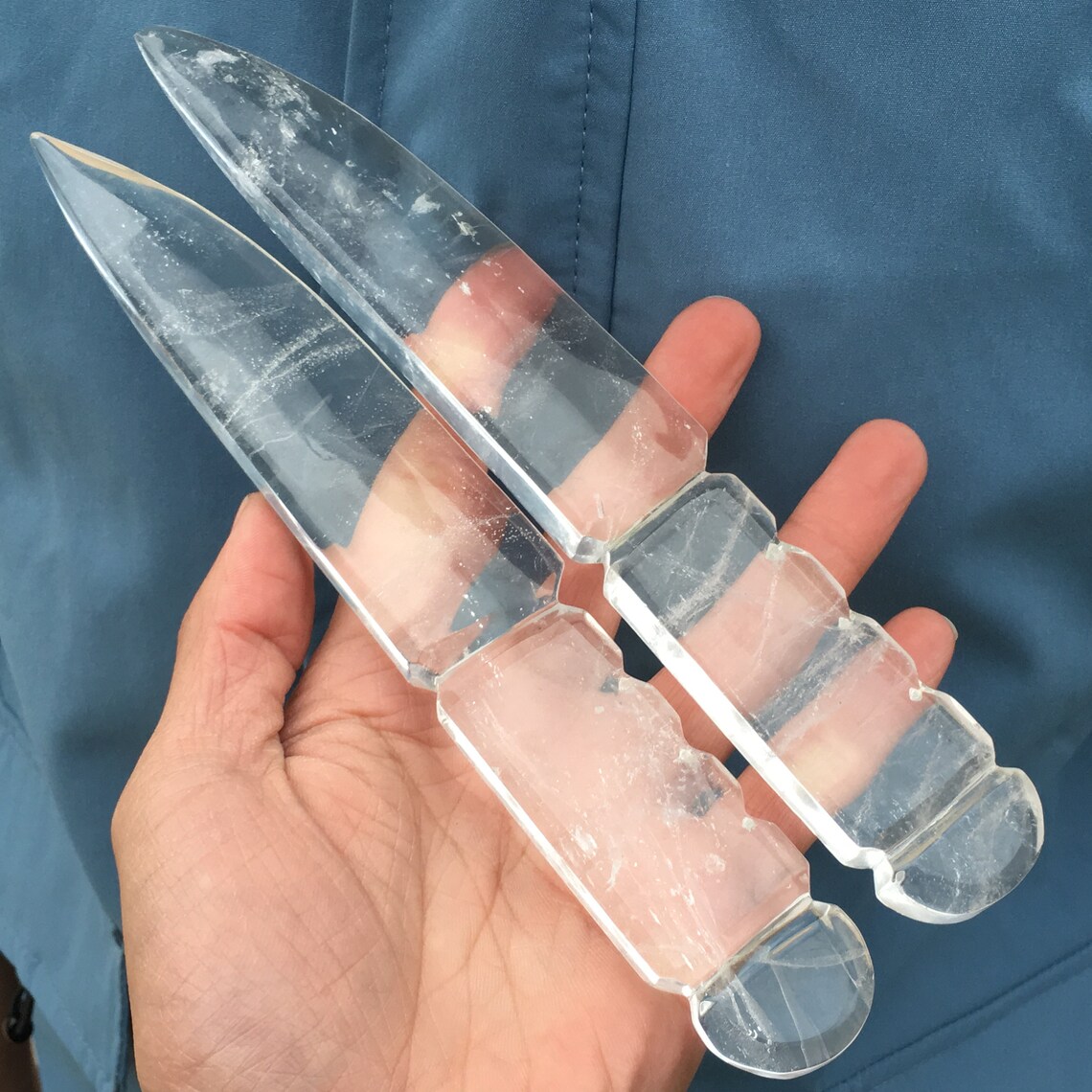1pc Natural clear quartz crystal Carved knife Crystal wand Etsy