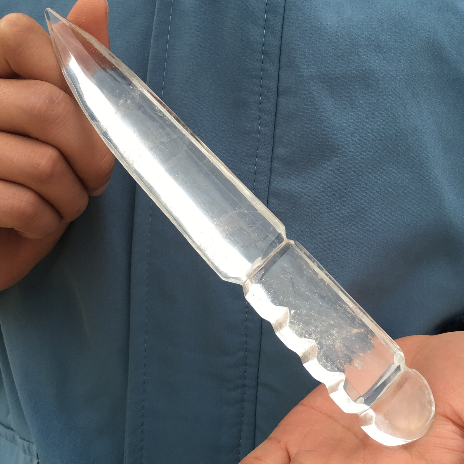 1pc Natural clear quartz crystal Carved knife Crystal wand Etsy