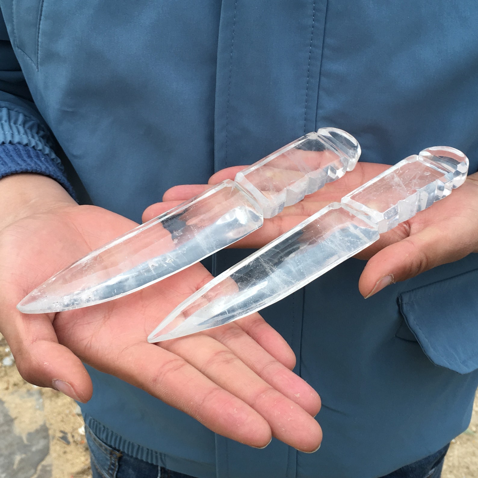 1pc Natural clear quartz crystal Carved knife Crystal wand Etsy