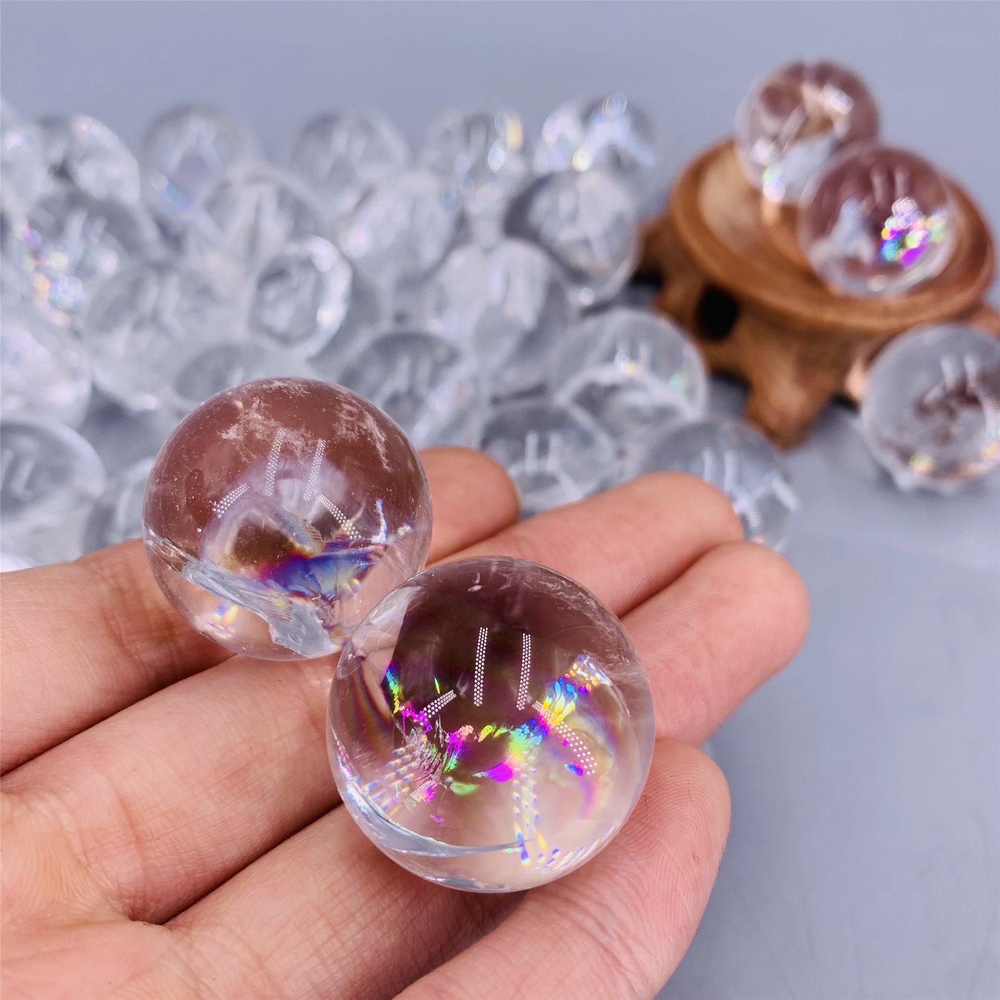 Sfera Di Quarzo Rosa Naturale Lucidata - Pietra Decorativa 5-6 Cm, Cristallo Brillante - Foto 7