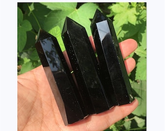 1pc  Natural obsidian obelisk,Quartz crystal Tower,quartz obelisk,crystal wand point,Reiki heal,energy crystal  70g+   (Randomly send)