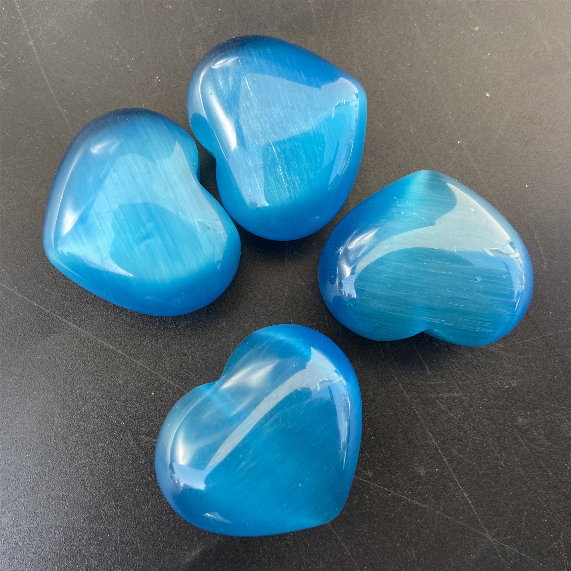 5pcs Blue Cat's Eye Heart Quartz CrystalCrystal Etsy