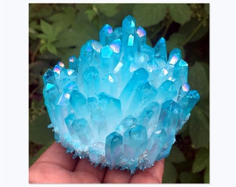 300g+ Blue Titanium Aura Quartz Crystal Cluster,Reiki Healing,Mineral samples,Home decoration,Crystal VUG,energy crystal,Crystal gifts