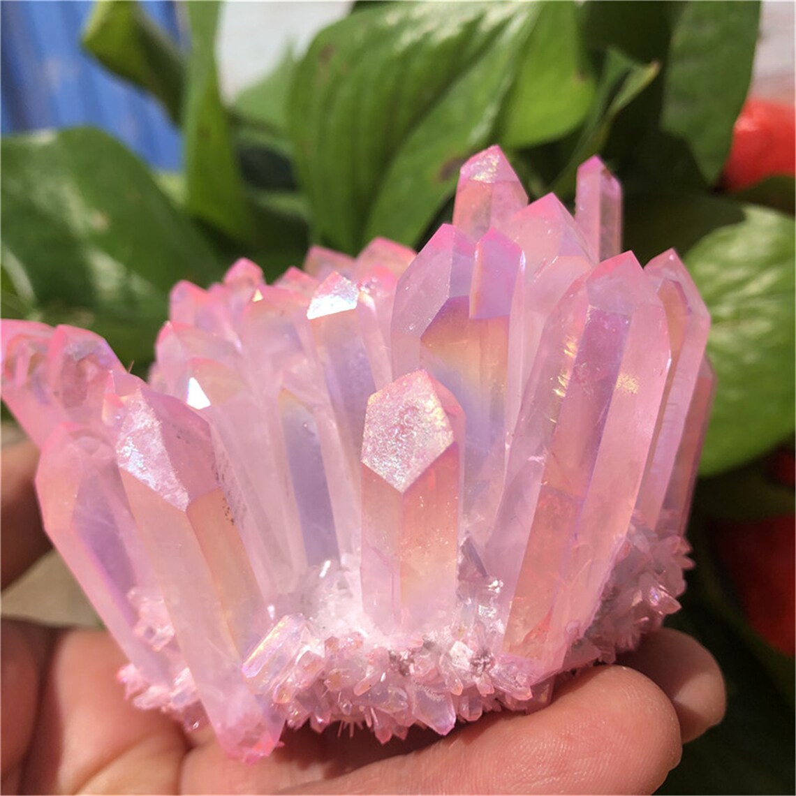 1pc Pink Titanium Quartz Crystal ClusterRockCrystal | Etsy
