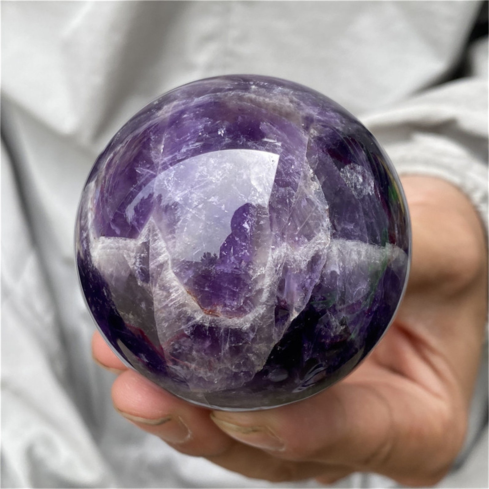 45-55mm Natural Chevron Amethyst Sphere Quartz Crystal - Etsy